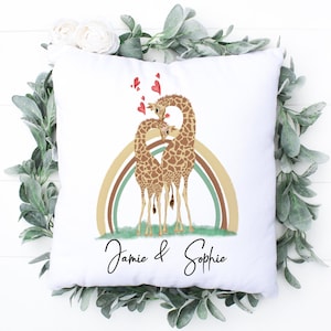 Personalised GIRAFFE Cushion | Cute Giraffe Cushion| Giraffe Family | Giraffes in love  | Valentine's Day Gift for Girlfriend | anniversary