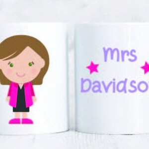Personalised Teacher Character Mug / Teacher gift/ Teacher Mug/ Teaching assistant/ Apple/ Gift for teacher / end of term gift/ personalised