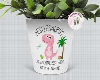 BEST FRIEND GIFT | Bestie Plant Pot| Bestiesaurus | Dinosaur Plant Pot| Birthday Christmas Gift for Best Friend | Funny Best friend gift