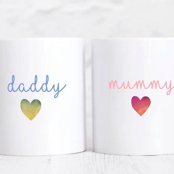 Set de 2 tazas de mamá y papá / tazas de mamá y papá / Regalo para nuevos padres / Nuevo regalo de mamá / Nuevo regalo de papá / Mamá para ser / Papá para ser / Regalo