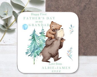 My First Fathers Day as a Grandad gift coaster | First Fathers Day gift for Grandad, Grandpa, Papa | New Grandad Gift Keepsake from baby
