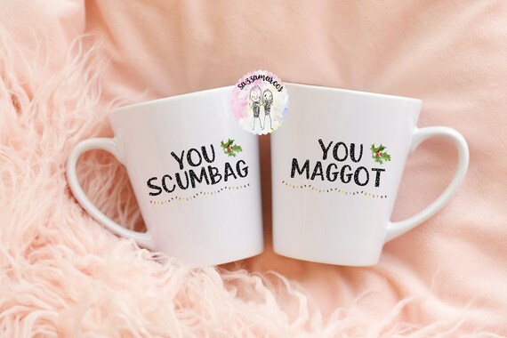 A "You Scumbag You Maggot" Matching Mug Set | Funny Christmas Mugs | Matching his and hers Mugs |Husband and wife |Fairytale of new york mug