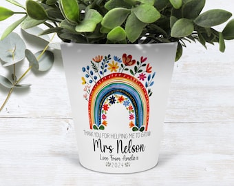 Personalised Teacher Plant Pot | Teacher gift| Thank you for helping me grow | Teacher appreciation gift | teacher present | End of year