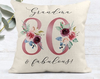 80th Birthday Gift | 80 and Fabulous Gift | Happy 80th Birthday | 80s | 80 | 80th Birthday Cushion | 80th Pillow gift | Birthday Pillow Gift