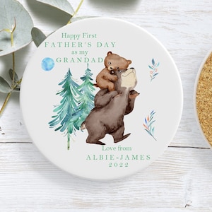 My First Fathers Day as a Grandad gift ceramic coaster | First Fathers Day gift for Grandad, Grandpa, Pops | New Grandad Keepsake from baby