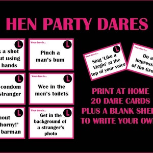 HEN PARTY DARES - Druck zu Hause | Druckbare Junggesellinnenabschied Spiele | Junggesellinnenabschied wagt | Lustige Bachelorette | Hen Do Spiel |Hen Do wagt Spiel