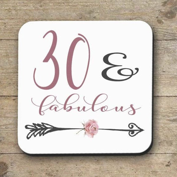 30th Birthday Gift | 30th Birthday Coaster |30 & Fabulous | Flirty Thirties | 30th Birthday | 30 | 30th | Gift for her | 30th Birthday Party