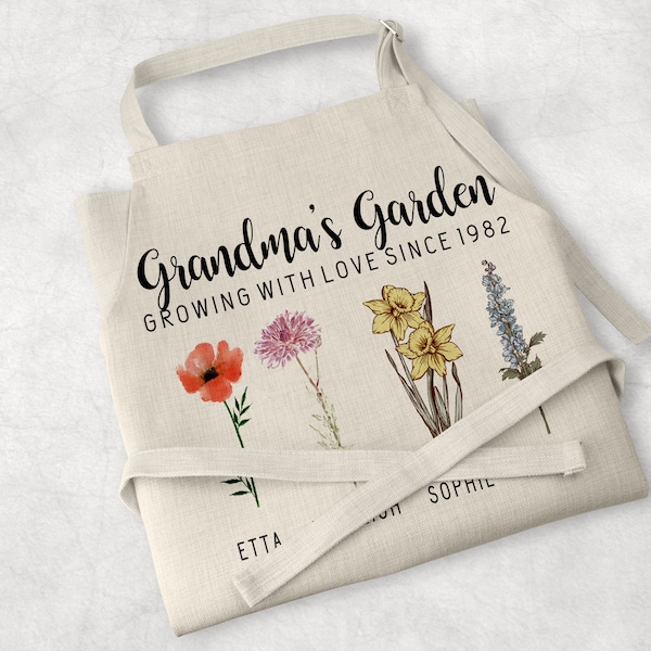 Grandma's Garden Apron| Grandma's Garden | Grandma Dinosaur Gift| Birthday Christmas Gift for Nanny Nana Nan |Baking with Grandma Apron