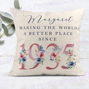 90er Geburtstagsgeschenk | Die Welt zu einem besseren Ort machen seit 1935 | Alles Gute zum 90. Geburtstag | 90er Jahre | 90er | 90er Geburtstagskissen |90er Jahre Kissen FLORAL
