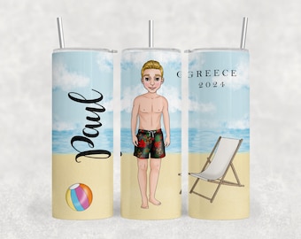 Personalized Beach Tumbler | Custom Family Holiday Water Bottle