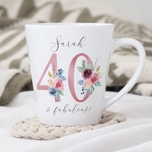 40th Birthday Latte Mug | 40 and Fabulous | Happy 40th Birthday | 40s | 40 | 40th Birthday Gift | born in 1984 Gift | Custom Mug for 40th