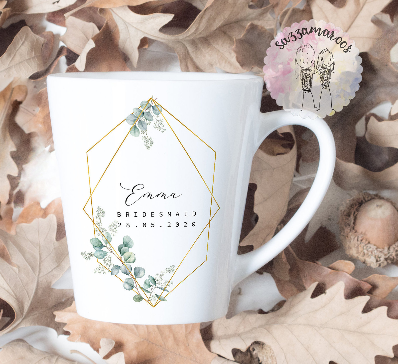 Beautiful Bridal Party Mugs| Geometric Bridesmaid Gifts| Bridesmaid N…