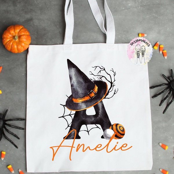 SAC DE FRIANDISES D’HALLOWEEN | Sac de truc ou de friandises personnalisé | Sac d’Halloweening | Joyeux sac d’Halloween | Sac fourre-tout d’Halloween | Tenue d’Halloween pour enfants