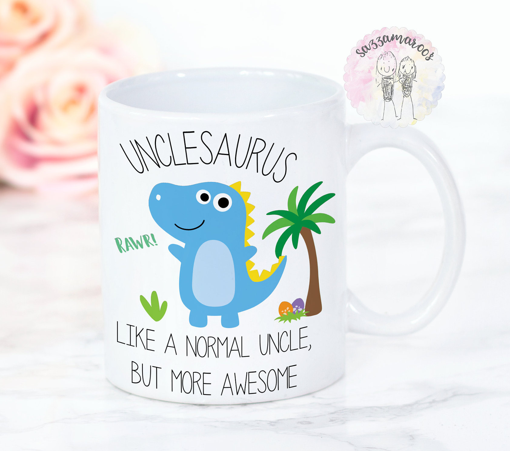 UNCLE GIFT | Uncle Mug | Unclesaurus| Uncle Dinosaur Mug | Birthday C…