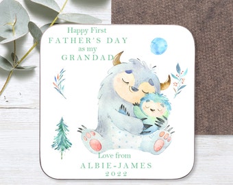 My First Fathers Day as a Grandad gift coaster | First Fathers Day gift for Grandad, Grandpa, Papa | New Grandad Gift Keepsake from baby