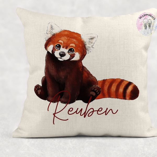 Coussin PANDA ROUGE | Coussin panda mignon | Oreiller de Noël d'anniversaire | J'aime les pandas | Oreiller Panda Rouge | Cadeau de baptême | Cadeau de fête des mères