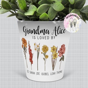 This GRANDMA is loved by Plant Pot | Birthday Christmas gift for Grandma Granny Nanny Nana Nan Gran Mummy Mum | Birth Flower Plant Pot Gran