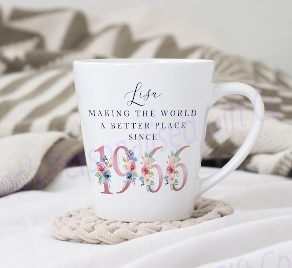 60th Birthday Latte Mug | Making the World a Better Place Since 1966 |  Happy 60th Birthday |60s|60| 60th | 60th Birthday Gift, 1966 FLORAL A - Etsy