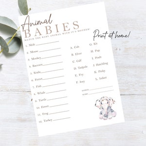 STAMPABILE Gioco per baby shower / Quiz sugli animali per bambini / Giochi per baby shower, Nuovo bambino, Gioco per baby shower, Nuova mamma, futura mamma, futuro papà, stampa a casa