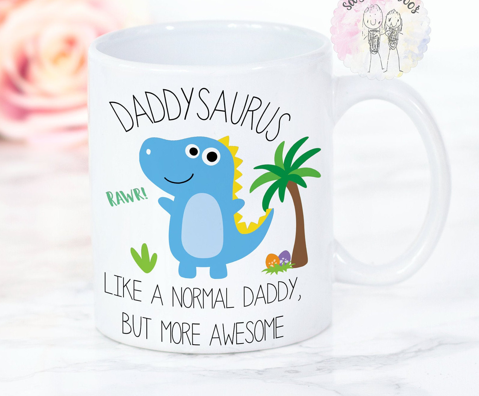 Dad Daddy Gift Daddy Mug Daddysaurus Daddy Dinosaur Mug Etsy