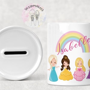 Personalised Princess Money Box |Princess Coin Bank| Baby Shower Gift |Christening Gift |Princess | Kids Money Box |Princess Gift | Rainbows