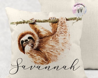 Personalised SLOTH Cushion | Cute Sloth Cushion| Watercolour sloth | Personalised Sloth | Sloth Fans | I love sloths | Mother's Day Birthday