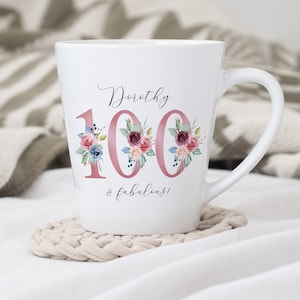 100th Birthday Latte Mug | 100 and Fabulous | Happy 100th Birthday | 100 | 100th Birthday Gift | born in 1924 Gift | Custom Mug for 100th