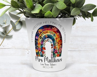 Personalised Teacher Plant Pot | Teacher gift| Thank you for helping me grow | Teacher appreciation gift | teacher present | End of year