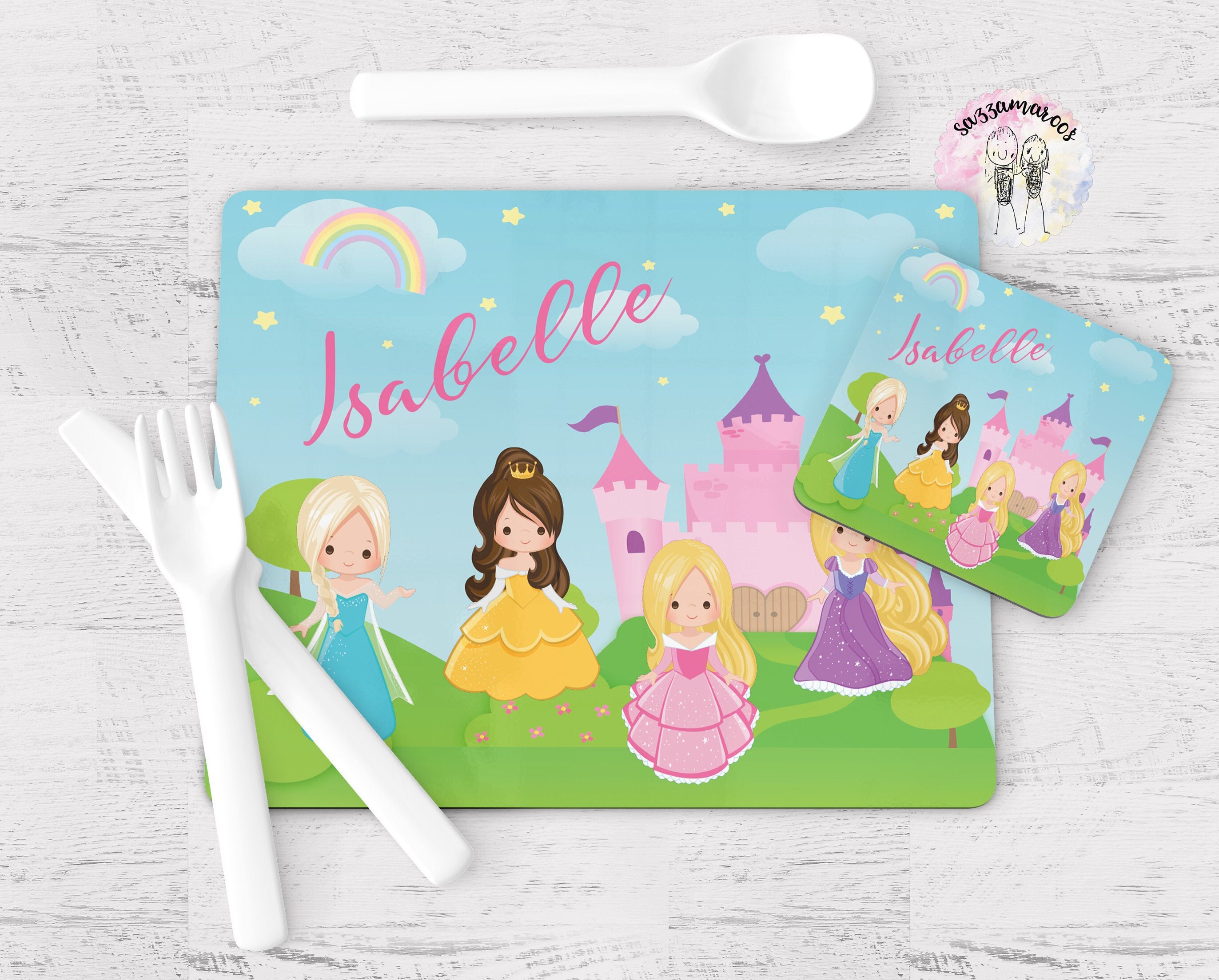 Personalised Princess Placemat Kids Princess Placemat Kids Etsy UK