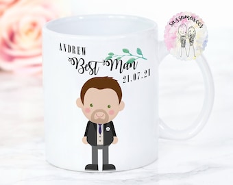 BEST MAN Character Mug | Personalised Best Man Usher Gift | Groomsman Gift | Wedding Party Gifts | Wedding Gift | Best Man Mug | Usher Mug