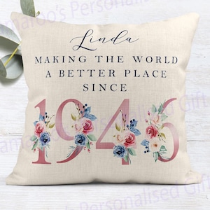 80th Birthday Gift | Making the world a better place since 1946 | Happy 80th Birthday | 80s | 80 | 80th Birthday Cushion |80th Pillow FLORAL