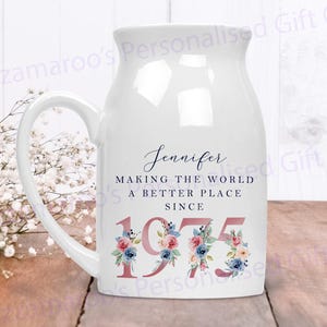 50th Birthday Flower Pot | Making the world a better place since 1975 | Happy 50th Birthday |50s| 50 | 50th | 50th Birthday Gift 1975 FLORAL