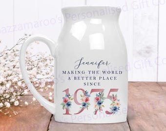 50th Birthday Flower Pot | Making the world a better place since 1975 | Happy 50th Birthday |50s| 50 | 50th | 50th Birthday Gift 1975 FLORAL