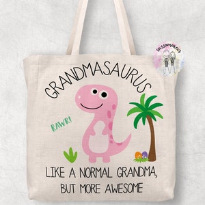 GRANDMA GIFT | Grandma Tote Bag | Grandmasaurus | Nana Dinosaur Tote Bag | Birthday Christmas Gift for Nanny Nanna Grandma Gran Granny Bag