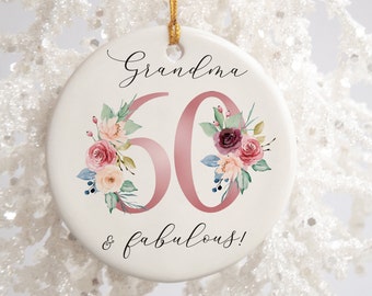 60th Birthday Gift | 60 and Fabulous | Happy 60th Birthday | 60s | 60 | 60th Birthday Gift | born in 1966 Gift | Ceramic 60th Ornament gift