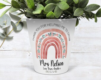 Personalised Teacher Plant Pot | Teacher gift| Thank you for helping me grow | Teacher appreciation gift | teacher present | End of year
