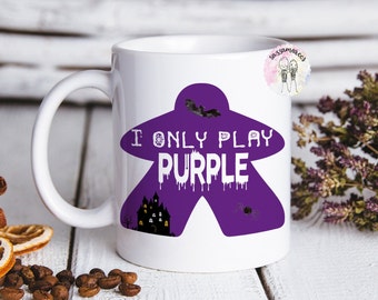 I PLAY PURPLE Mug | Board Game Mug | Purple Player | Halloween Board Game Mug| Halloween Purple Player Mug | Halloween Meeple Mug | Meeple