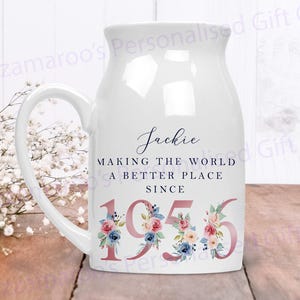 70th Birthday Flower Pot | Making the world a better place since 1956 | Happy 70th Birthday |70s| 70 | 70th | 70th Birthday Gift,1956 FLORAL