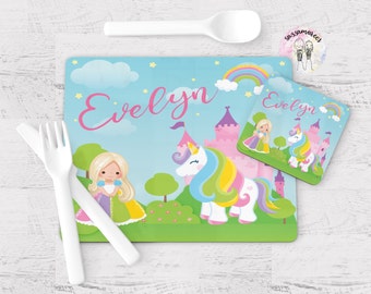 Personalised Unicorn Placemat | Kids Unicorn Placemat | Kids tableware set | Toddler Dinner Set | Girl's dining set | Girls tea party gift