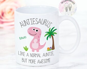 REGALO PARA TÍA / Taza para tía / Auntiesaurus / Taza para tía dinosaurio / Regalo de cumpleaños y Navidad para tía / Taza de mala influencia / Taza divertida para tía / Tío
