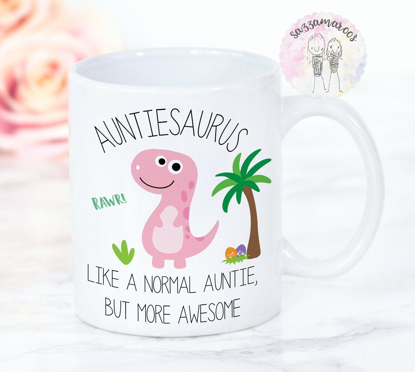 AUNTIE GIFT | Auntie Mug | Auntiesaurus| Auntie Dinosaur Mug | Birthd…