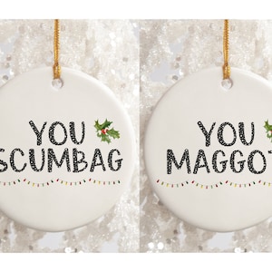 Boules assorties You scumbag You asticot| Décorations de Noël amusantes | Boules de décoration assorties pour elle et lui |Mari, femme | Conte de fées de New York