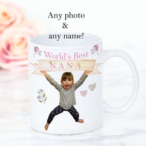 Worlds Best Grandma Mug | Worlds Best Nana, Nanny, Nan, Gran Gift | Photo mug | Custom Mothers Day Birthday gift mug | Personalised for Nana