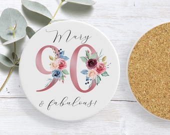 90th Birthday Coaster | 90 and Fabulous | Happy 90th Birthday | 90s | 90 | 90th Birthday Gift | born in 1934 Gift | Custom Mug for 90th Gift