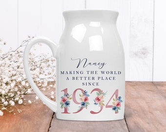 90th Birthday Flower Pot | Making the world a better place since 1934 | Happy 90th Birthday |90s| 90 | 90th | 90th Birthday Gift,1934 FLORAL