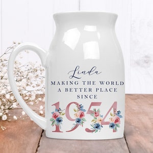 70th Birthday Flower Pot | Making the world a better place since 1954 | Happy 70th Birthday |70s| 70 | 70th | 70th Birthday Gift,1954 FLORAL