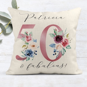 50th Birthday Gift | 50 and Fabulous Gift | Happy 50th Birthday | 50s | 50 | 50th Birthday Cushion | 50th Pillow gift | Birthday Pillow Gift