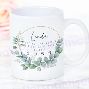 Tasse du 70e anniversaire | Un monde meilleur depuis 1955 | Joyeux 70e anniversaire | Années 70 | 70 | 70e | Cadeau pour 70e anniversaire | 1955 | SAUGE