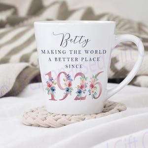 60th Birthday Latte Mug | Making the world a better place since 1966 | Happy 60th Birthday |60s|60| 60th | 60th Birthday Gift, 1966 FLORAL A image 3