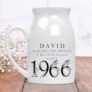 60th Birthday Flower Pot | Making the world a better place since 1966 | Happy 60th Birthday | 60s| 60 |60th | 60th Birthday Gift| 1966 BLACK